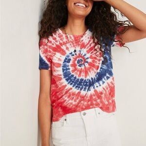 Old Navy Red and White and blue Crop T-Shirt Short Sleeve